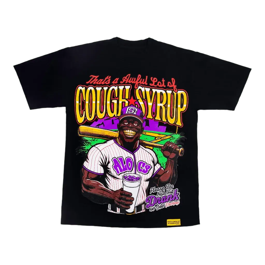 Cough Syrup Baseball Tee Black